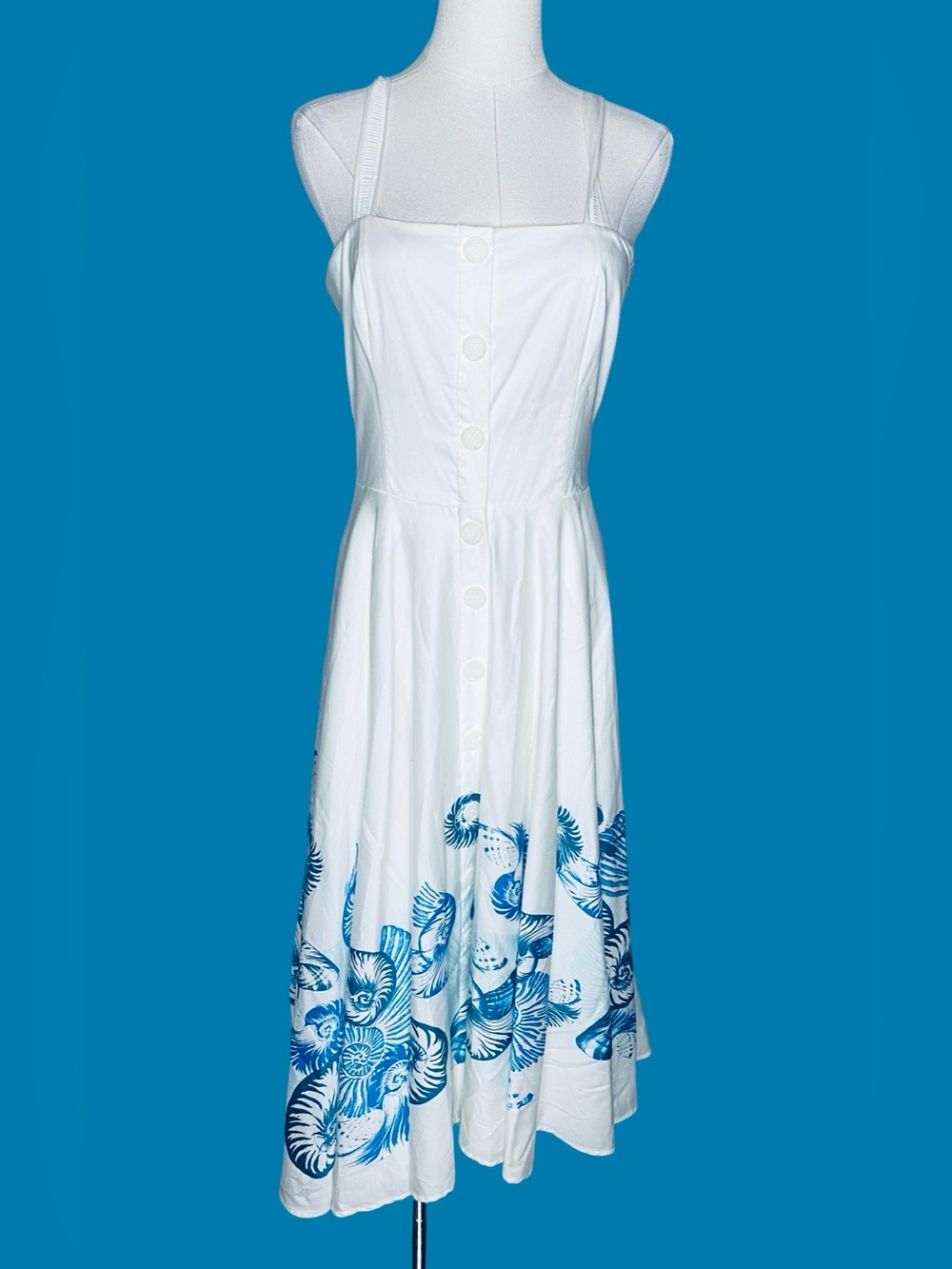 White House Black Market Seashell Print Button Front Fit & Flare Midi Dress
6 - Picture 7 of 10